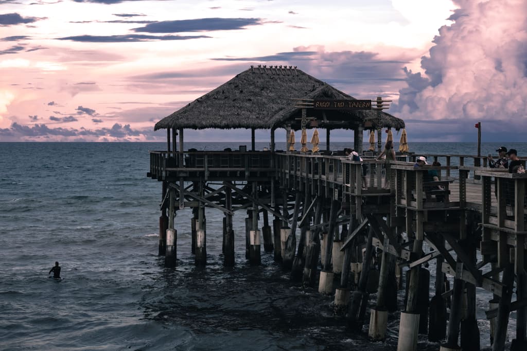 The tiki hut at the end of the Cocoa Beach Pier