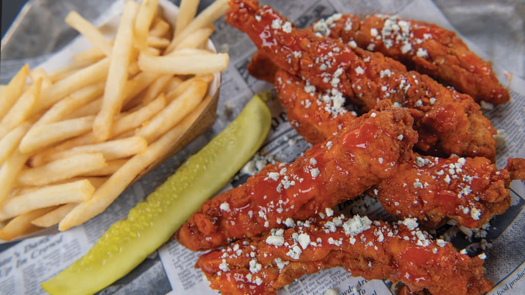FRANK’S BUFFALO CHICKEN TENDER TRAY (w/bleu crumbles)